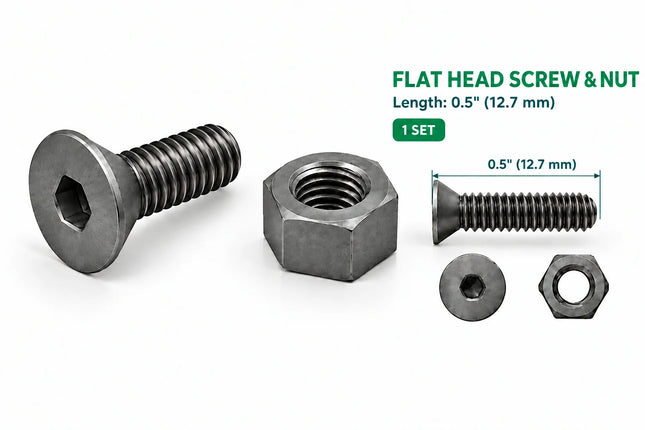 1/4-20 Flat Head Screw & Nut 3D Printing Model – STL & 3MF Download (Custom Length Available)