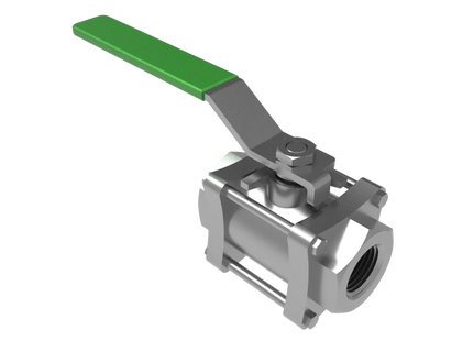 1/2 NPT Female 3-Piece Threaded Ball Valve with Lever Handle – CAD Model