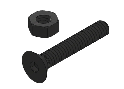 1/4-20 Flat Head Screw 3D Printing Model STL and 3MF Download