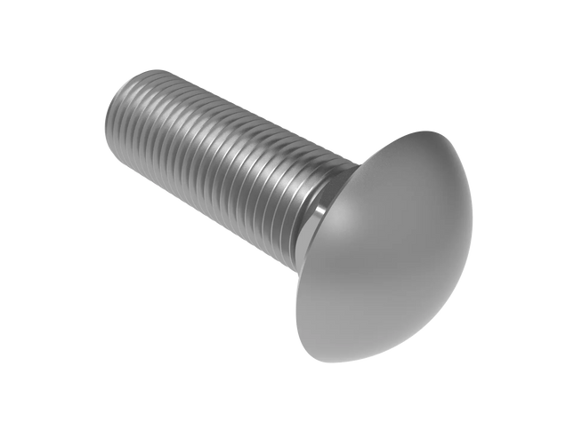 1"-8 Carriage Bolt – Download 3D CAD Model (STEP, IGES, STL, DWG, DXF)