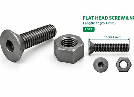 1/2"-13 Flat Head Screw & Nut 3D Printing Model – STL & 3MF Download (Custom Length Available)