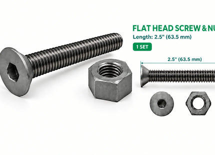 3/8-16 Flat Head Screw & Nut 3D Printing Model – STL & 3MF Download (Custom Length Available)