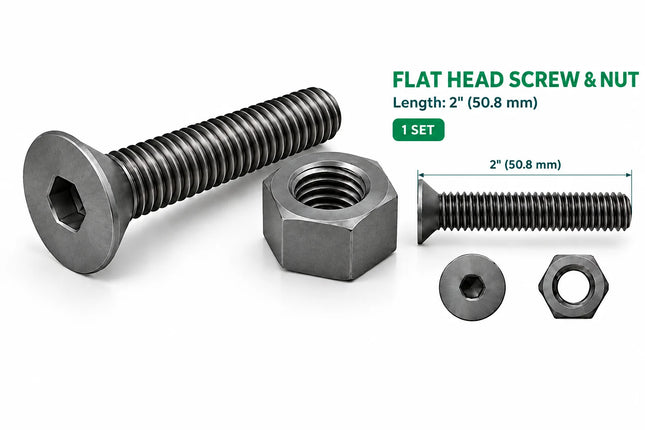 1  1/4"-7 Flat Head Screw & Nut 3D Printing Model – STL & 3MF Download (Custom Length Available)