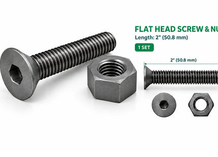 1/2"-13 Flat Head Screw & Nut 3D Printing Model – STL & 3MF Download (Custom Length Available)