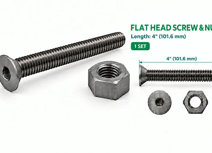 5/8"-11 Flat Head Screw & Nut 3D Printing Model – STL & 3MF Download (Custom Length Available)