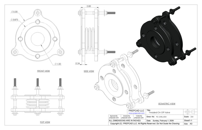 5 Inch Chemical-Resistant Expansion Joint – Industrial Piping CAD Model