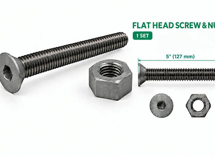1  1/4"-7 Flat Head Screw & Nut 3D Printing Model – STL & 3MF Download (Custom Length Available)
