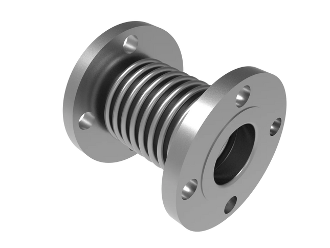 6 Inch All-Metal Expansion Joint CAD Model | Industrial Piping Flexible Connector