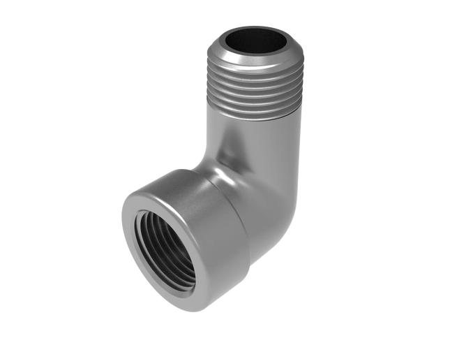 1/2" NPT Female‑to-Male 90° Elbow Adapter – 3D CAD Model (STEP, STL, IGES, DWG, DXF)