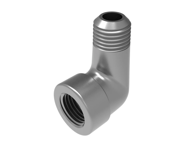 1/4" NPT Female‑to-Male 90° Elbow Adapter – 3D CAD Model (STEP, STL, IGES, DWG, DXF)