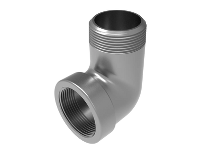 1 1/2" NPT Female‑to-Male 90° Elbow Adapter – 3D CAD Model (STEP, STL, IGES, DWG, DXF)