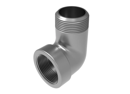 1 1/4" NPT Female‑to-Male 90° Elbow Adapter – 3D CAD Model (STEP, STL, IGES, DWG, DXF)