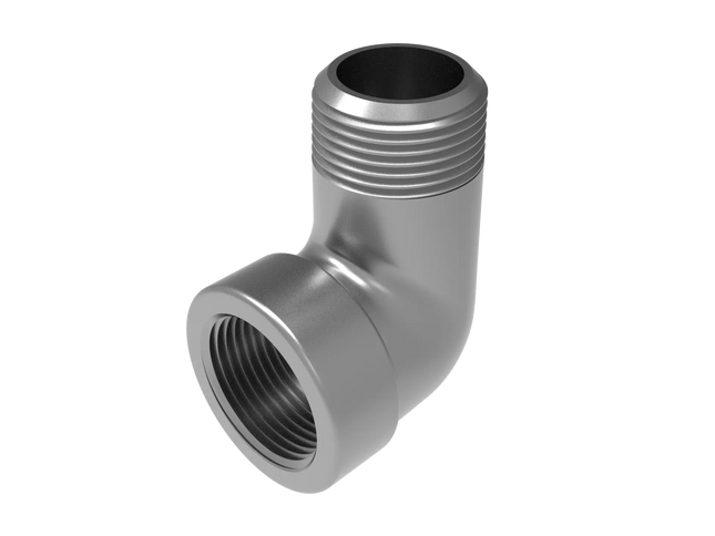 1" NPT Female‑to-Male 90° Elbow Adapter – 3D CAD Model (STEP, STL, IGES, DWG, DXF)
