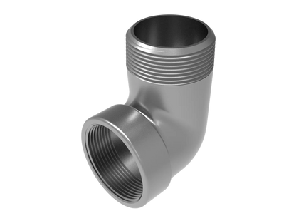 2 1/2" NPT Female‑to-Male 90° Elbow Adapter – 3D CAD Model (STEP, STL, IGES, DWG, DXF)