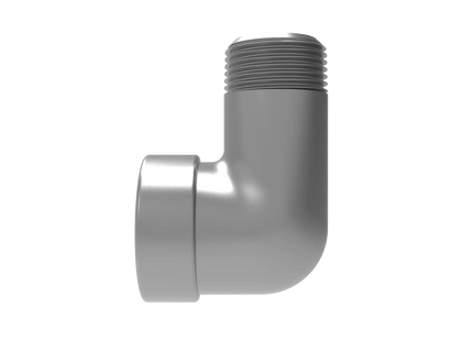 3/4" NPT Female‑to-Male 90° Elbow Adapter – 3D CAD Model (STEP, STL, IGES, DWG, DXF)