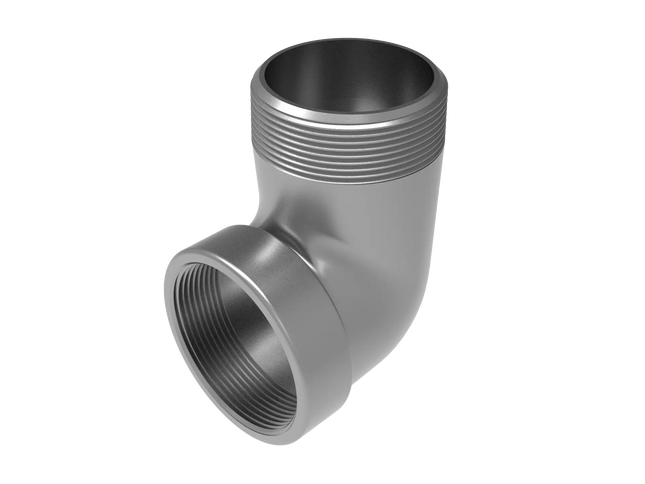 3" NPT Female‑to-Male 90° Elbow Adapter – 3D CAD Model (STEP, STL, IGES, DWG, DXF)