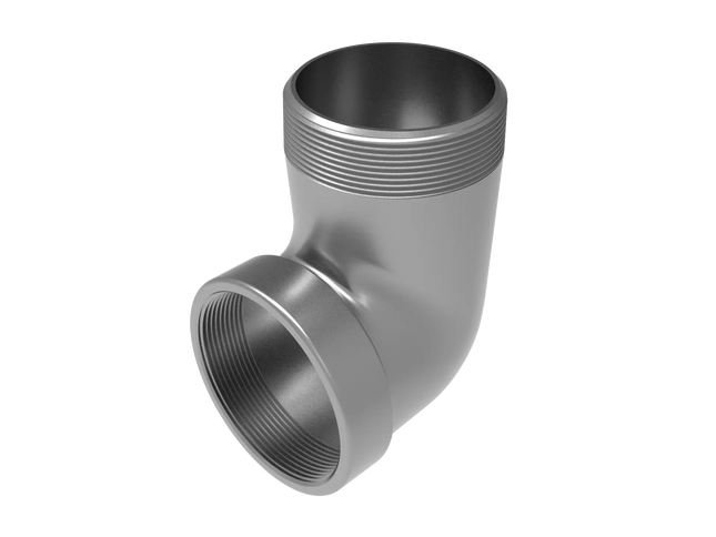 4" NPT Female‑to-Male 90° Elbow Adapter – 3D CAD Model (STEP, STL, IGES, DWG, DXF)