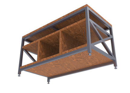 Modern Coffee Table 3D CAD Model 07- Steel Metal Wood Top DWG STEP STL OBJ Download