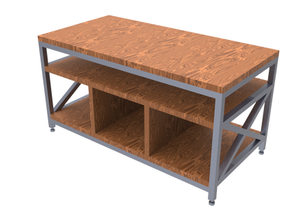 Modern Coffee Table 3D CAD Model 07- Steel Metal Wood Top DWG STEP STL OBJ Download