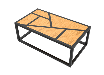 Modern Coffee Table 3D CAD Model 03- Steel Metal Wood Top DWG STEP STL OBJ Download