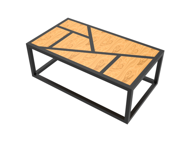 Modern Coffee Table 3D CAD Model 03- Steel Metal Wood Top DWG STEP STL OBJ Download