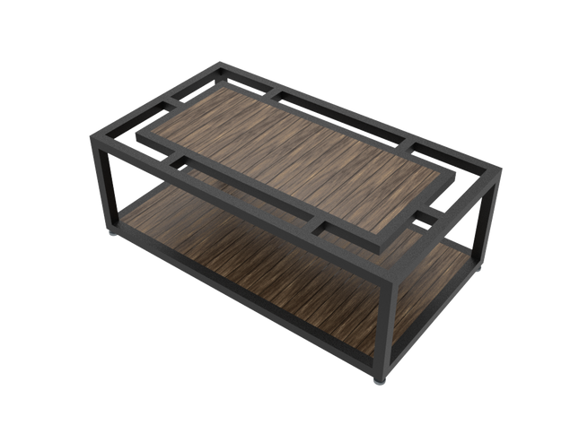 Modern Coffee Table 3D CAD Model 04- Steel Metal Wood Top DWG STEP STL OBJ Download