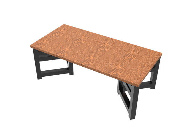 Modern Coffee Table 3D CAD Model 05- Steel Metal Wood Top DWG STEP STL OBJ Download