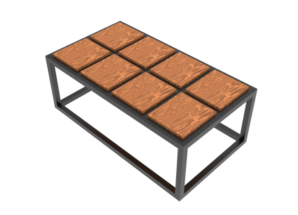 Modern Coffee Table 3D CAD Model 01- Steel Metal Wood Top DWG STEP STL OBJ Download