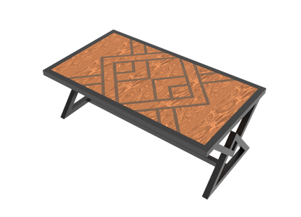Modern Coffee Table 3D CAD Model 02- Steel Metal Wood Top DWG STEP STL OBJ Download