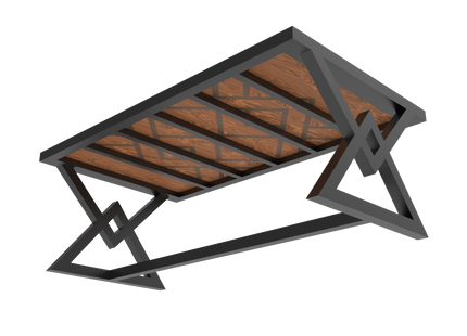 Modern Coffee Table 3D CAD Model 02- Steel Metal Wood Top DWG STEP STL OBJ Download