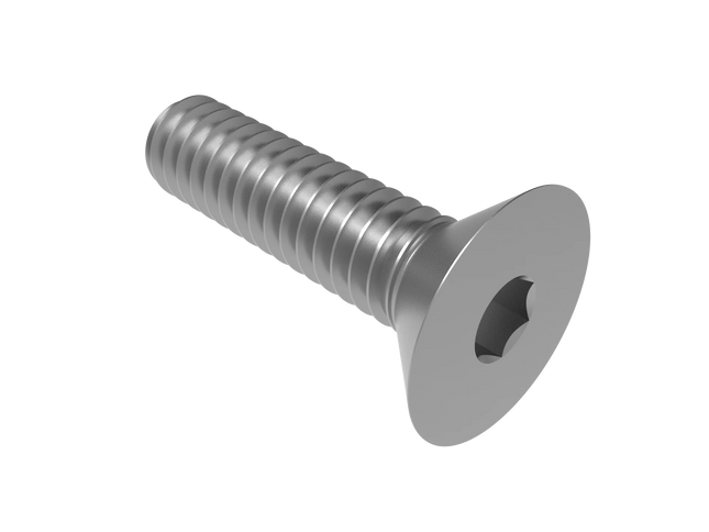 1/4"-20 Flat Head Screw 3D CAD Model | STEP, IGES, STL, OBJ , FBX, DWG, DXF