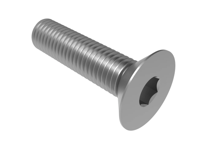 Flat Head Screw M12 × 1.75 mm Thread | STEP, IGES, STL, OBJ , FBX, DWG, DXF