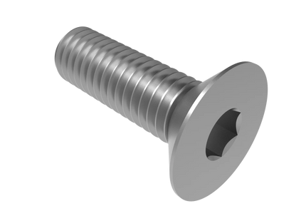 Flat Head Screw M6 × 1 mm Thread | STEP, IGES, STL, OBJ , FBX, DWG, DXF