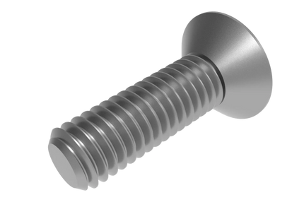 Flat Head Screw M6 × 1 mm Thread | STEP, IGES, STL, OBJ , FBX, DWG, DXF
