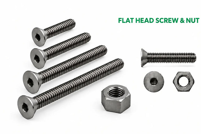 3/4"-10 Flat Head Screw & Nut 3D Printing Model – STL & 3MF Download (Custom Length Available)