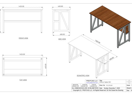 Steel Frame Office Table 2D & 3D Cad Files – OOT-001