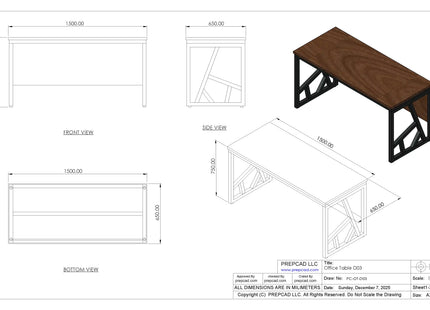 Steel Frame Office Table 2D & 3D Cad Files – OOT-003