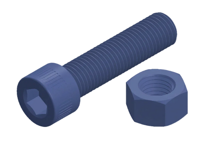 1-8 Socket Head Cap Screw & Nut 3D Printing Model – STL & 3MF Download (Custom Length Available)