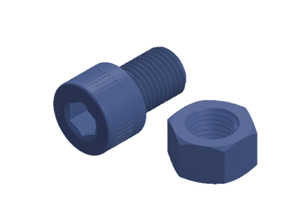 1 1/2-6 Socket Head Cap Screw & Nut 3D Printing Model – STL & 3MF Download (Custom Length Available)