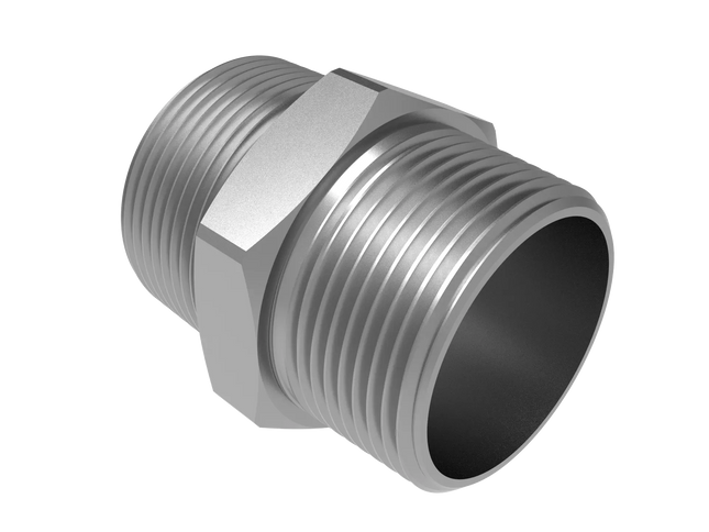 1 1/4" NPT Male Straight Connector –3D CAD Model (STEP, STL, IGES, DWG, DXF)
