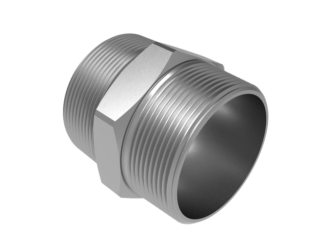 2" NPT Male Straight Connector –3D CAD Model (STEP, STL, IGES, DWG, DXF)