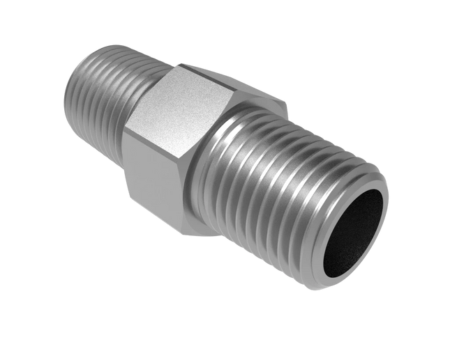 1/8" NPT Male Straight Connector –3D CAD Model (STEP, STL, IGES, DWG, DXF)